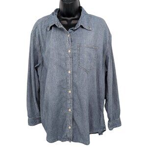 Madewell Denim Button Down Shirt Women Size M Indigo Minimalist Coastal Relaxed